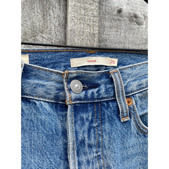 LEVI’S wedgie icon fit shut up denim jeans raw ankle hem size 25 - Picture 4 of 8